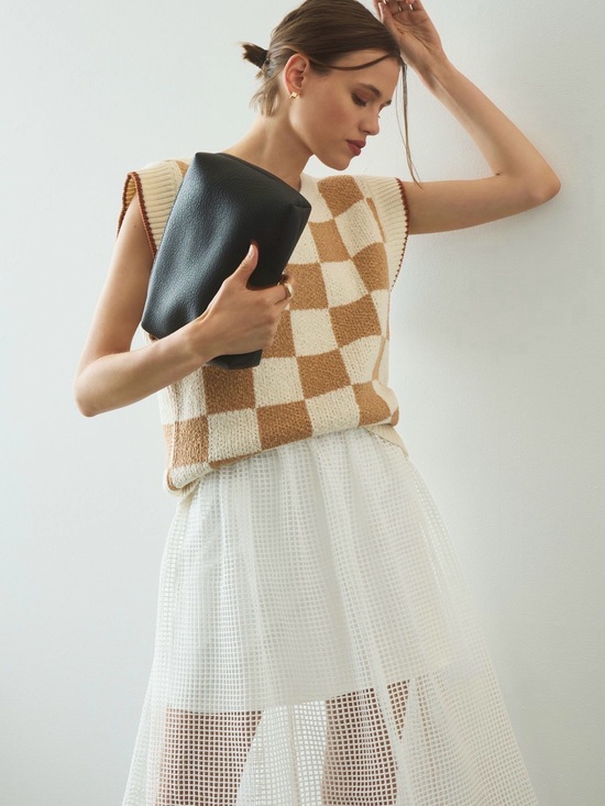 Maeve Sweaters - Maeve, Checkered Sweater Vest